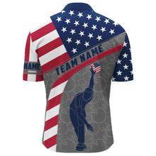 Load image into Gallery viewer, Camo US Flag Bowling Shirt Patritotic Bowling Team Jersey 1/4 Zip Bowling Shirt for Men QZT256