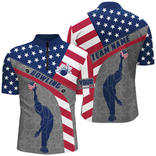 Load image into Gallery viewer, Camo US Flag Bowling Shirt Patritotic Bowling Team Jersey 1/4 Zip Bowling Shirt for Men QZT256
