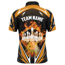 Load image into Gallery viewer, Orange Bowling Shirt Camo Bowling Shirt Customized Flame Bowling Jersey Unisex Polo Shirt for Men QZT259