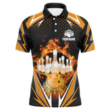 Load image into Gallery viewer, Orange Bowling Shirt Camo Bowling Shirt Customized Flame Bowling Jersey Unisex Polo Shirt for Men QZT259