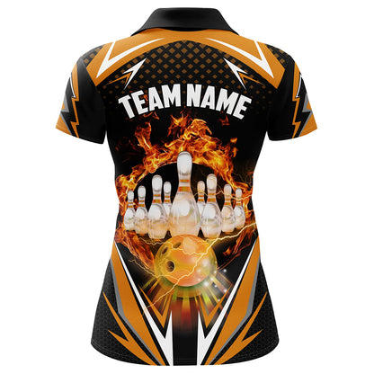 Orange Bowling Shirt Camo Bowling Shirt Customized Flame Bowling Jersey Unisex Polo Shirt for Women QZT259