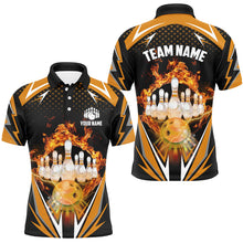 Load image into Gallery viewer, Orange Bowling Shirt Camo Bowling Shirt Customized Flame Bowling Jersey Unisex Polo Shirt for Men QZT259