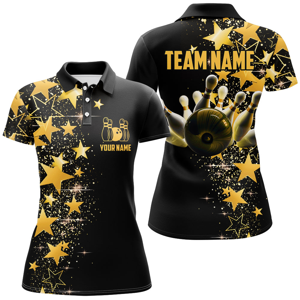 Women Polo Bowling Shirt Custom Star Bowling Team Jersey Bowlers Gift QZT459