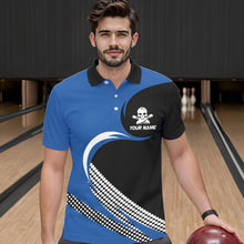 Load image into Gallery viewer, Custom Blue Skull Bowling Shirt Polo Bowling Jersey for Men Women Bowling Outfit QZT671