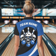 Load image into Gallery viewer, Custom Blue Skull Bowling Shirt Polo Bowling Jersey for Men Women Bowling Outfit QZT671