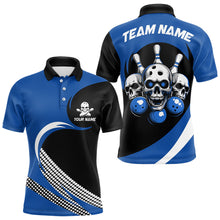Load image into Gallery viewer, Custom Blue Skull Bowling Shirt Polo Bowling Jersey for Men Women Bowling Outfit QZT671