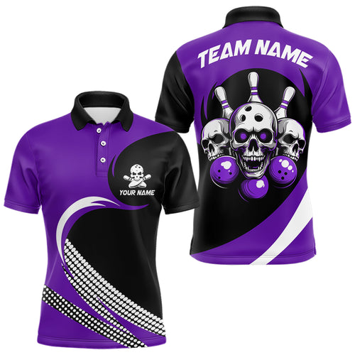 Custom Purple Skull Bowling Shirt Polo Bowling Jersey for Men Women Bowling Outfit QZT671