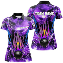 Load image into Gallery viewer, Personalized Thunder Bowling Shirt for Women Flame Bowling Team Jersey Polo Shirt QZT277