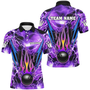 Personalized Thunder Bowling Shirt for Men Flame Bowling Team Jersey Polo Shirt QZT277