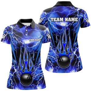 Personalized Thunder Bowling Shirt for Women Flame Bowling Team Jersey Polo Shirt QZT277