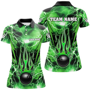 Personalized Thunder Bowling Shirt for Women Flame Bowling Team Jersey Polo Shirt QZT277