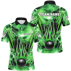 Personalized Thunder Bowling Shirt for Men Flame Bowling Team Jersey Polo Shirt QZT277