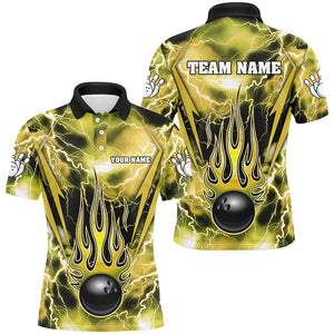 Personalized Thunder Bowling Shirt for Men Flame Bowling Team Jersey Polo Shirt QZT277