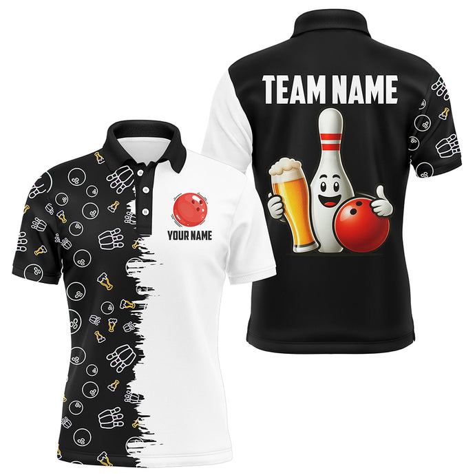 Custom Beer Bowling Shirt Funny Bowling Team League Polo Bowling Shirt for Men QZT403