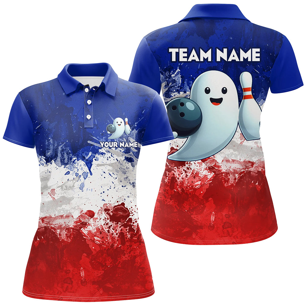 Bowling Shirts Halloween Ghost Bowling Jersey Custom Polo Bowling Shirt for Women QZT404