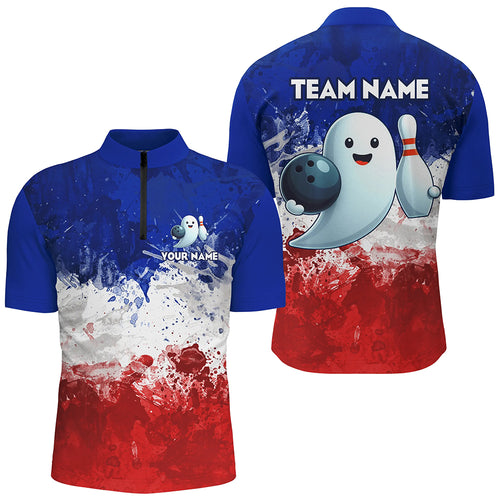 Bowling Shirts Halloween Ghost Bowling Jersey, Custom 1/4 Bowling Shirt for Men QZT404