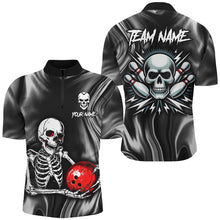 Load image into Gallery viewer, Skull Bowling Shirt for Men Custom Bowling Jersey Bowling 1/4 Zip Shirt Bowling Team League QZT293