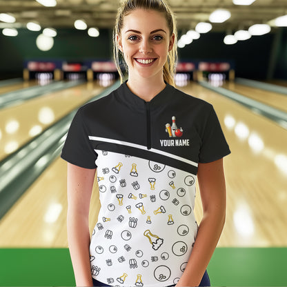 Custom Beer Bowling Shirt for Men Women Quarter-Zip Bowling Team Jersey QZT612