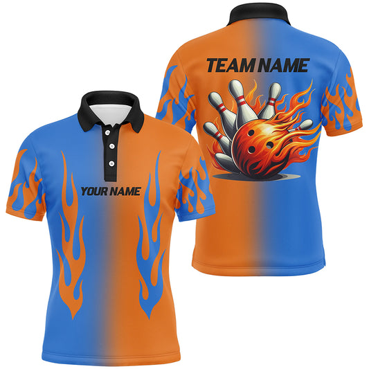 Custom Bowling Shirt Flame Bowling Team Jersey Polo Bowling Shirt for Men QZT292