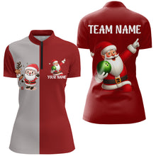 Load image into Gallery viewer, Custom Christmas Bowling Team Shirts Multicolor Quarter Zip Bowling Jersey for Women QZT487