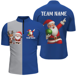 Custom Christmas Bowling Team Shirts Multicolor QuarterZip Bowling Jersey for Men QZT487