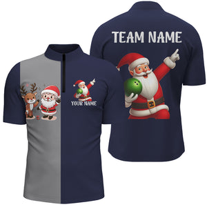 Custom Christmas Bowling Team Shirts Multicolor QuarterZip Bowling Jersey for Men QZT487