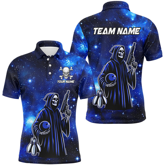 Personalized Bowling Shirt for Men Skull Bowling Team League Polo Shirt Unisex QZT301