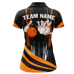 Orange Camo Bowling Shirt Funny Bowling Team Jersey for Women Polo Bowling Shirt QZT258