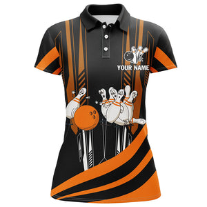 Orange Camo Bowling Shirt Funny Bowling Team Jersey for Women Polo Bowling Shirt QZT258