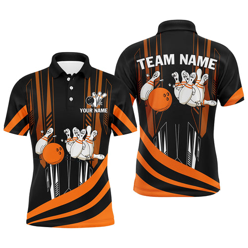 Orange Camo Bowling Shirt Funny Bowling Team Jersey for Men Polo Bowling Shirt QZT258