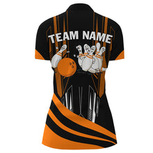 Load image into Gallery viewer, Orange Camo Bowling Shirt Funny Bowling Team Jersey for Women 1/4 Zip Bowling Shirt QZT258