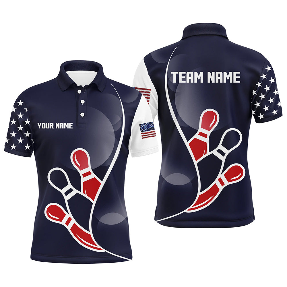 US Flag Bowling Shirt Custom Bowling Team Jersey Polo Bowling Shirt for Men Bowlers Jersey QZT291