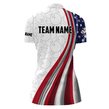 Load image into Gallery viewer, American Flag Bowling Shirt Bowling Team League Quarter Zip Bowling Shirt for Women QZT257