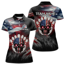 Load image into Gallery viewer, US Flag Bowling Polo Shirt for Men and Women Custom Bowling Team League QZT600