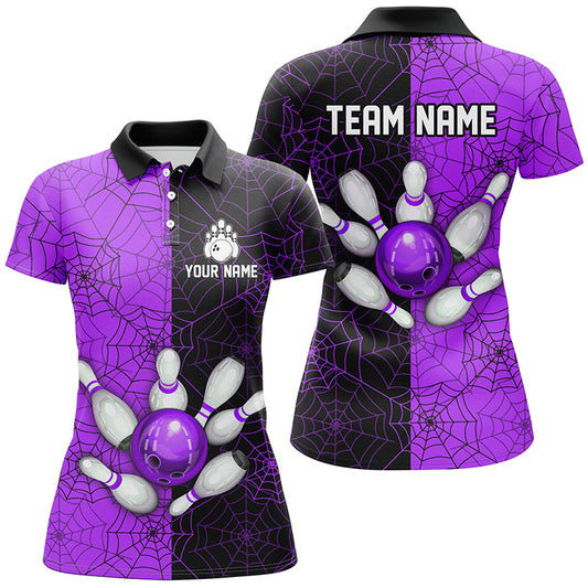 Custom Camo Polo Bowling Shirt Women Spider Bowling Team Jersey Multicolor QZT458