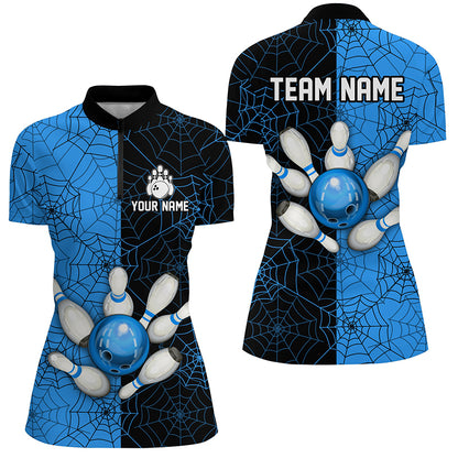 Custom Camo Quarter Zip Bowling Shirt Women Spider Bowling Team Jersey Multicolor QZT458