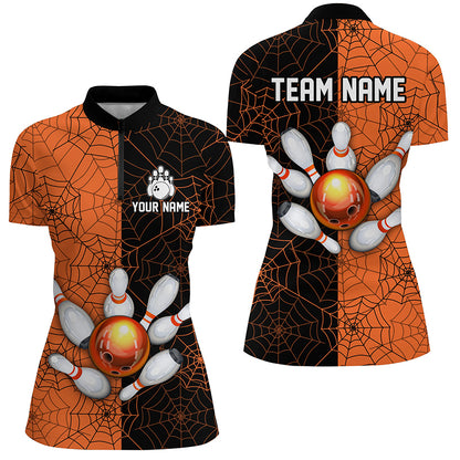 Custom Camo Quarter Zip Bowling Shirt Women Spider Bowling Team Jersey Multicolor QZT458