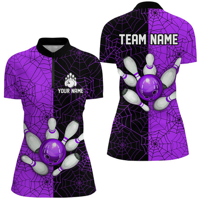 Custom Camo Quarter Zip Bowling Shirt Women Spider Bowling Team Jersey Multicolor QZT458