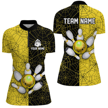 Custom Camo Quarter Zip Bowling Shirt Women Spider Bowling Team Jersey Multicolor QZT458