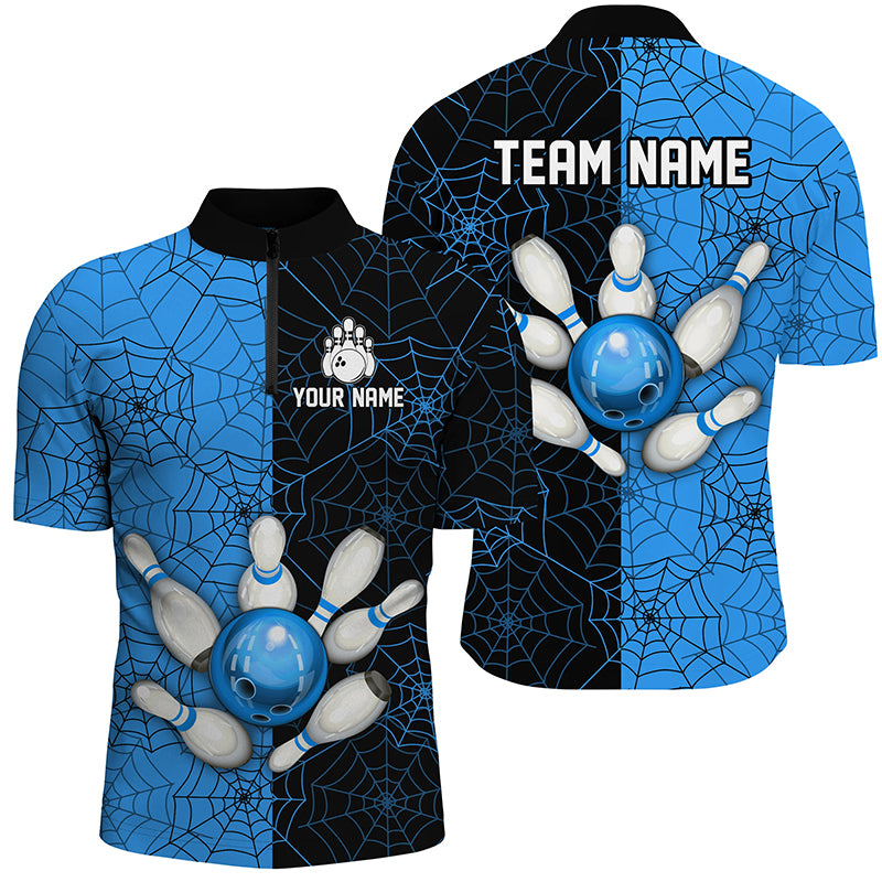 Custom Camo Quarter Zip Bowling Shirt Men Spider Bowling Team Jersey Multicolor QZT458