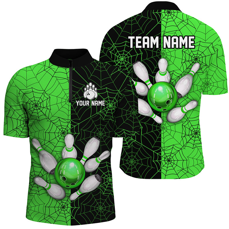 Custom Camo Quarter Zip Bowling Shirt Men Spider Bowling Team Jersey Multicolor QZT458