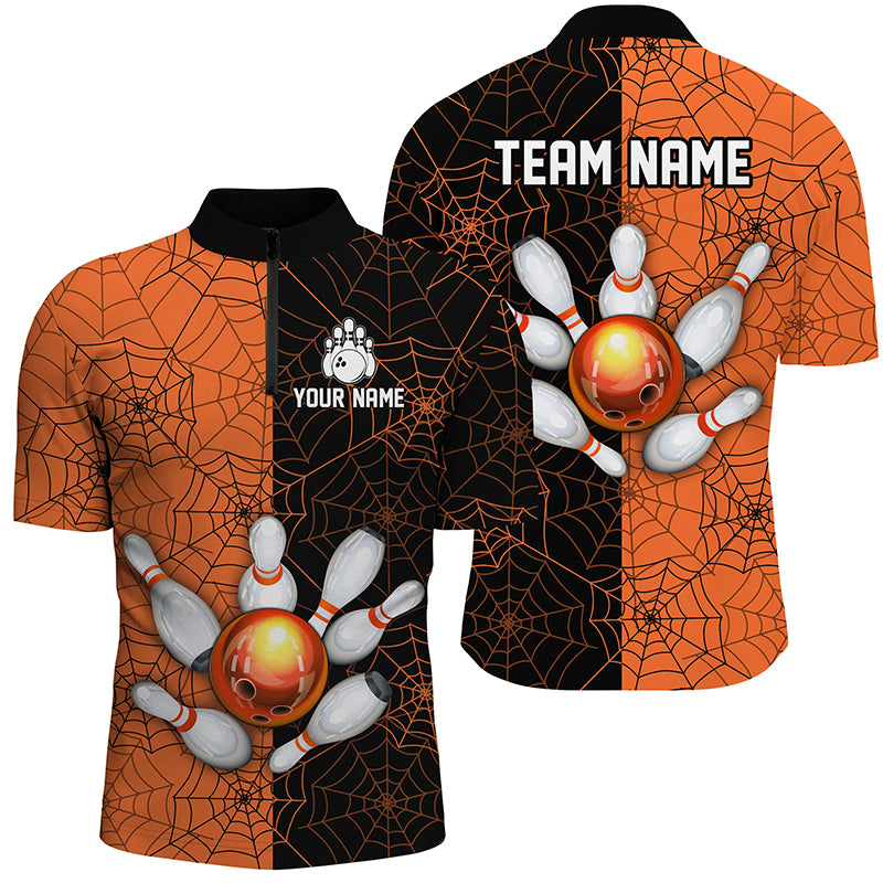 Custom Camo Quarter Zip Bowling Shirt Men Spider Bowling Team Jersey Multicolor QZT458