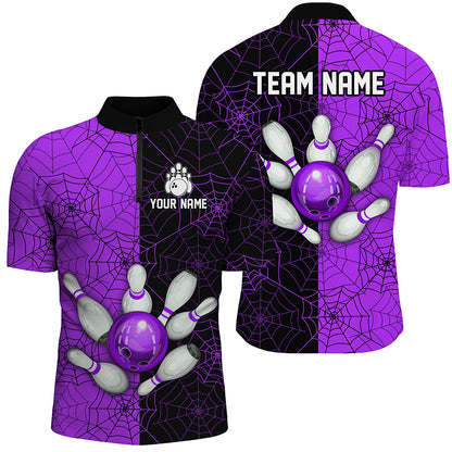 Custom Camo Quarter Zip Bowling Shirt Men Spider Bowling Team Jersey Multicolor QZT458