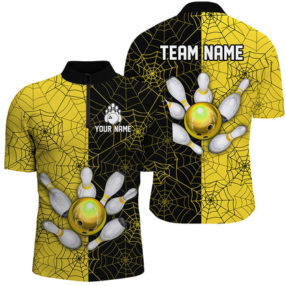 Custom Camo Quarter Zip Bowling Shirt Men Spider Bowling Team Jersey Multicolor QZT458