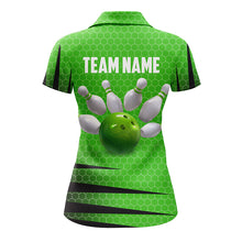 Load image into Gallery viewer, Personalized Bowling Jersey Green Bowling Shirt for Women Bowling Team League Polo Shirt QZT270