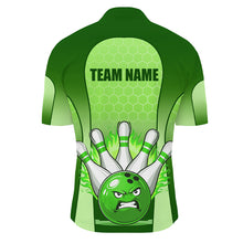 Load image into Gallery viewer, Personalized Bowling Shirt Green Men 1/4 Zip Bowling Jersey Bowling Team League Unisex QZT278