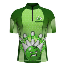 Load image into Gallery viewer, Personalized Bowling Shirt Green Men 1/4 Zip Bowling Jersey Bowling Team League Unisex QZT278