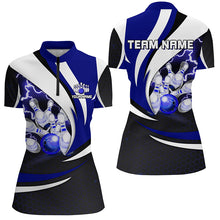 Load image into Gallery viewer, Personalized Bowling Shirt for Women Quarter Zip Camo Thunder Bowling Team League QZT429