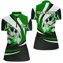Load image into Gallery viewer, Personalized Bowling Shirt for Women Quarter Zip Camo Thunder Bowling Team League QZT429