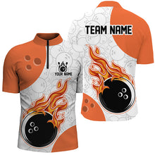 Load image into Gallery viewer, Men Flame Bowling Shirt Custom Orange Bowling Jerseys Team League Quarter-Zip QZT283